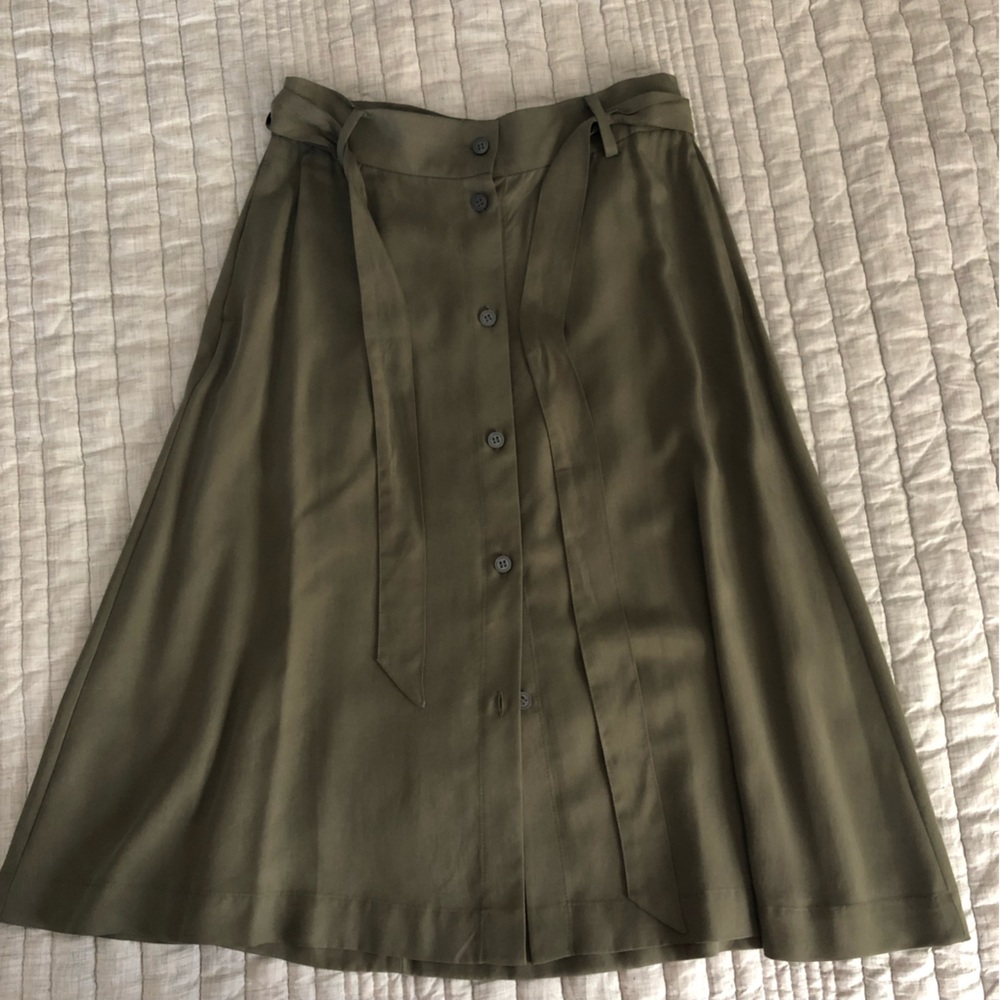 LOFT Olive Green Midi Skirt